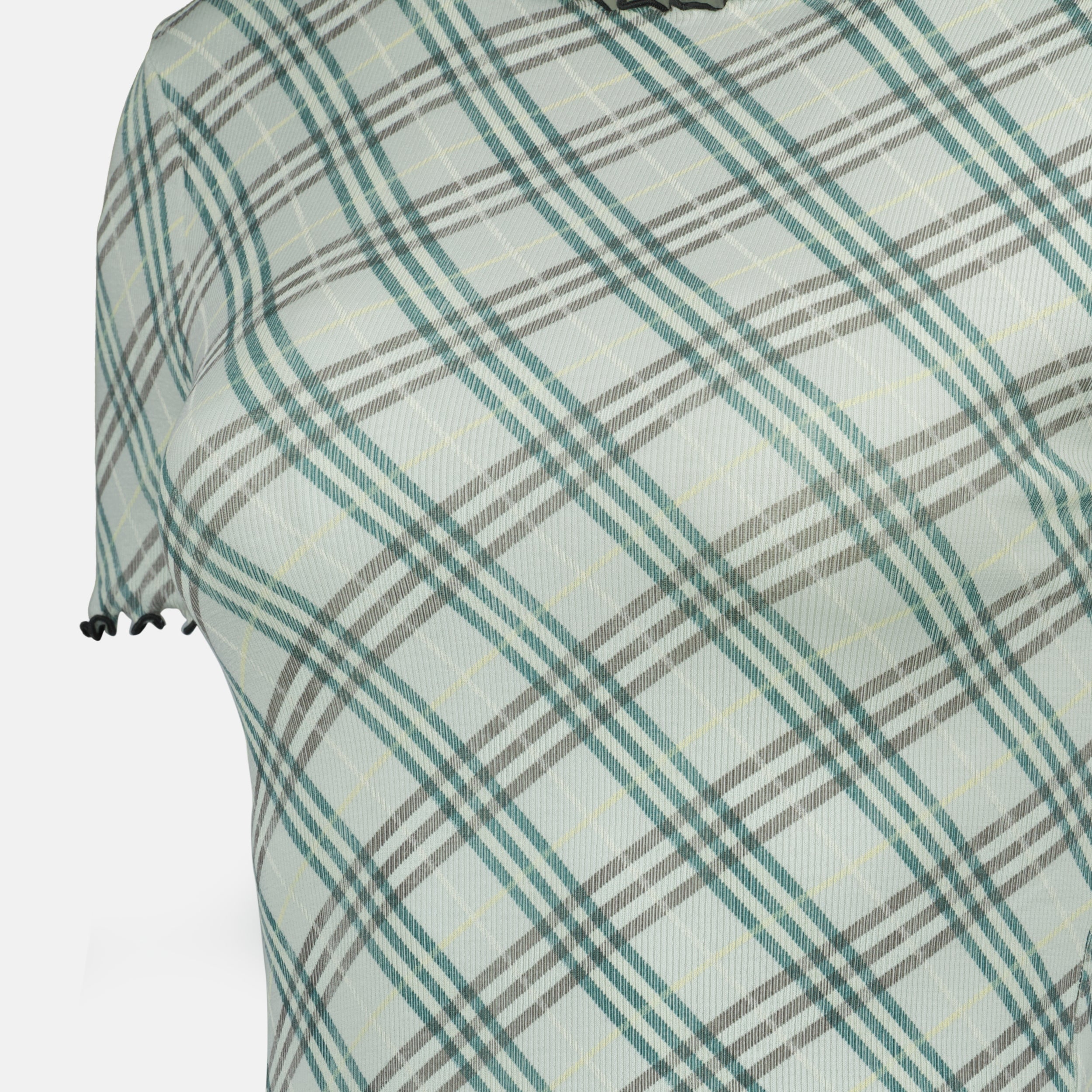 T-shirts Top stretch à carreaux Burberry Vert Femme