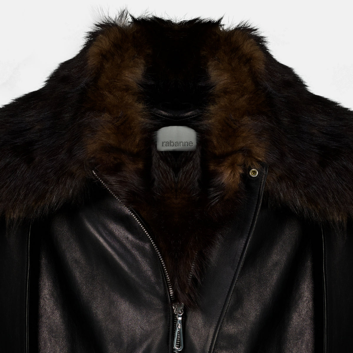 Manteaux Cape en cuir et col shearling Rabanne Noir Femme