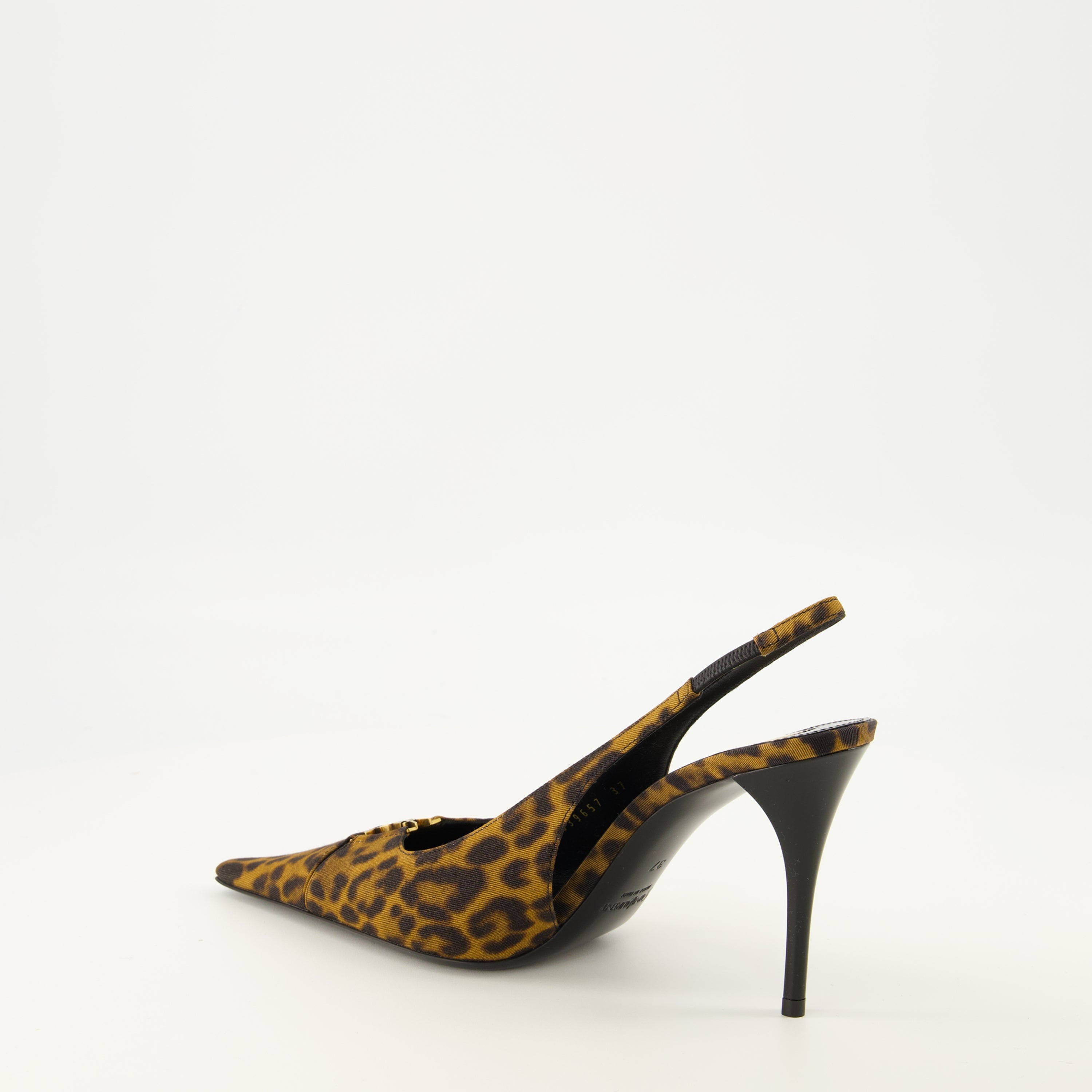Escarpins Babylone Breteuil Leopard Slingbacks Saint Laurent Marron Femme