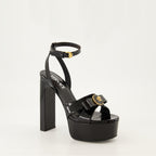 Open shoes Gianni Ribbon Heeled Sandals Versace Black Femme