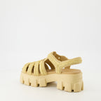 Zapatos abiertos Sandalias de rafia Monolith Prada Beige Femme