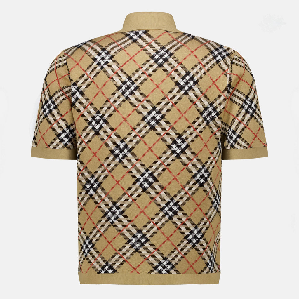 Polos Polo Check em Algodão Burberry Beige Homme