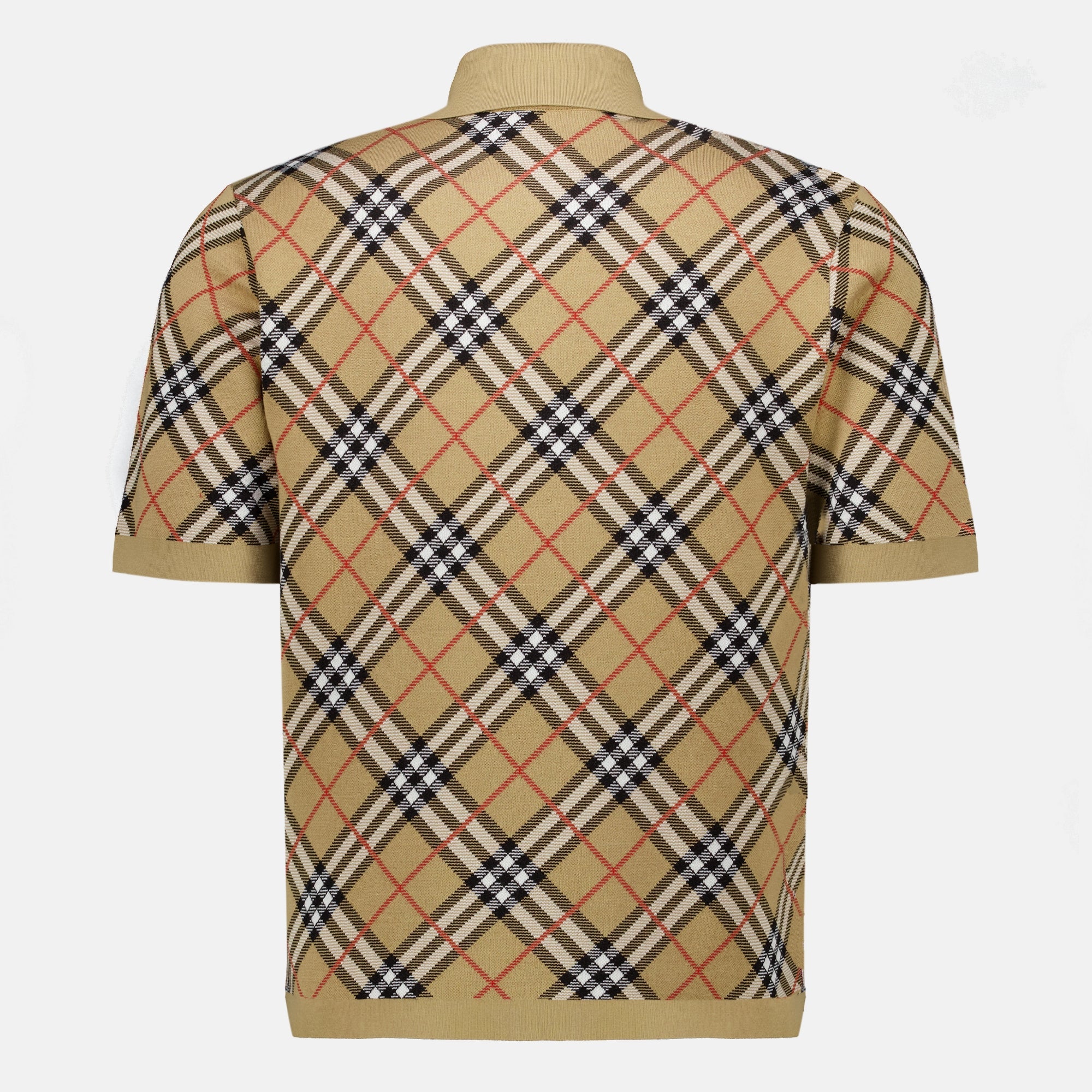Polos Polo Check em Algodão Burberry Beige Homme