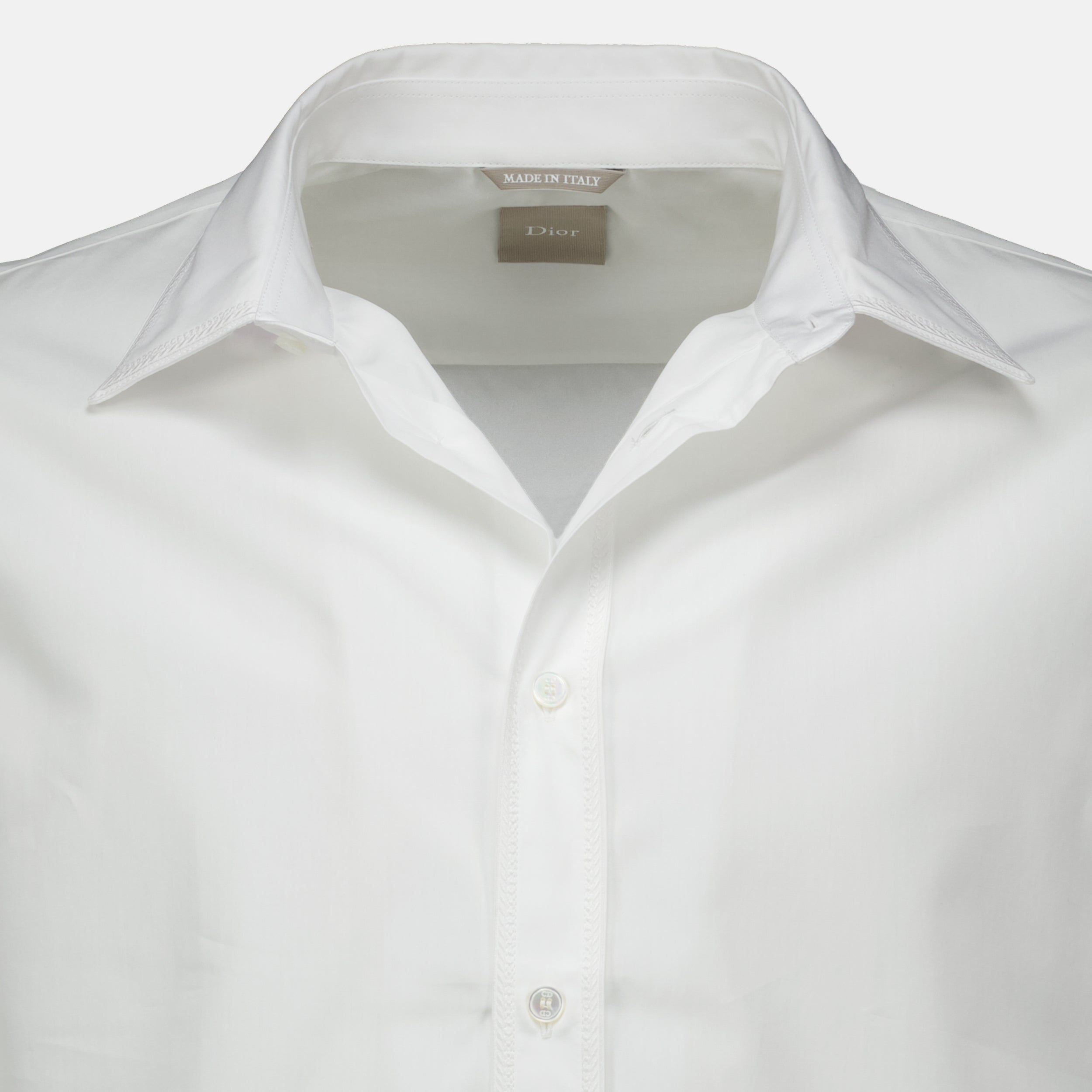 Chemises Camicia Bianca con Ricamo Moulures Dior Blanc Homme