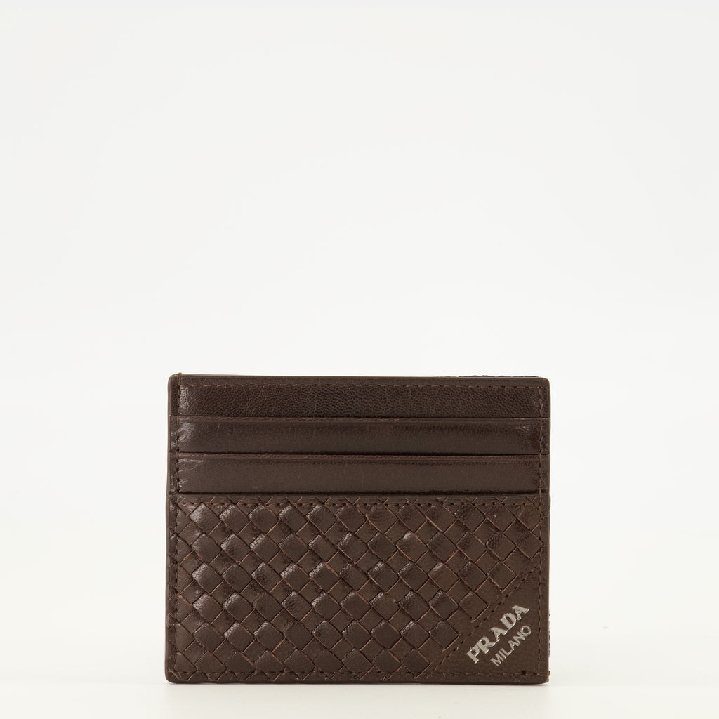 Petite maroquinerie Porte-cartes en cuir marron Prada Marron Homme