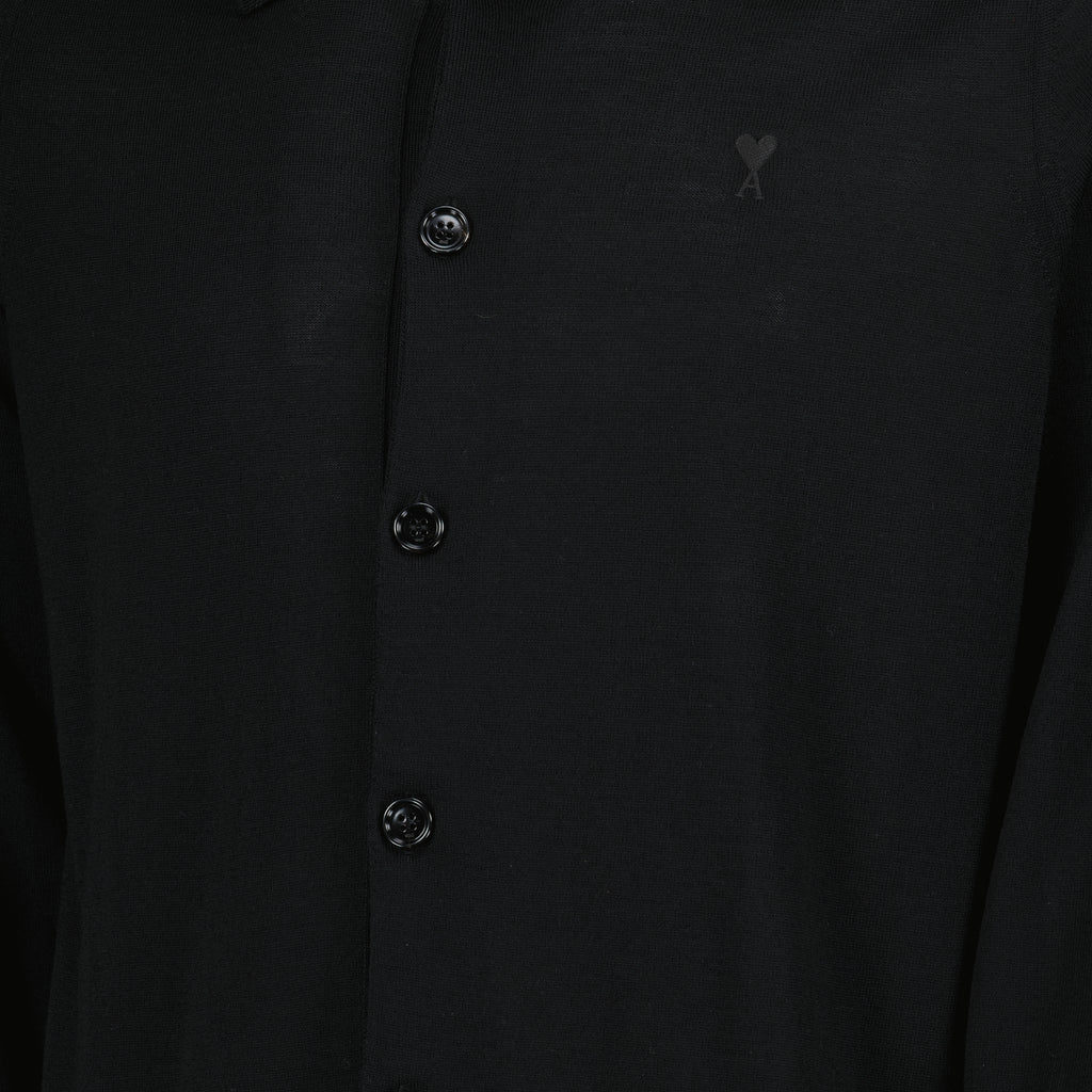Chemises 블랙 울 가디건 Ami PARIS Noir Homme