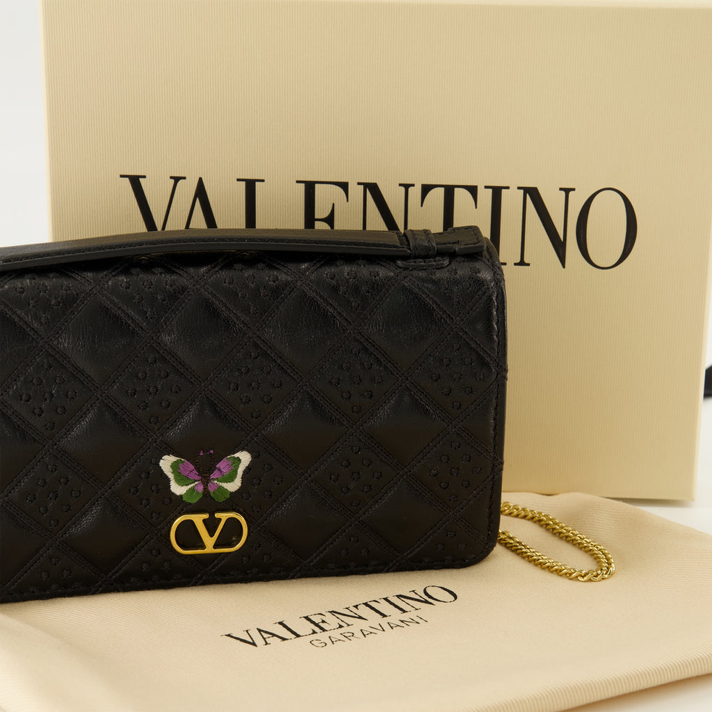 Petite maroquinerie Flutterby Schwarze Kettenbörse Valentino Garavani Noir Femme