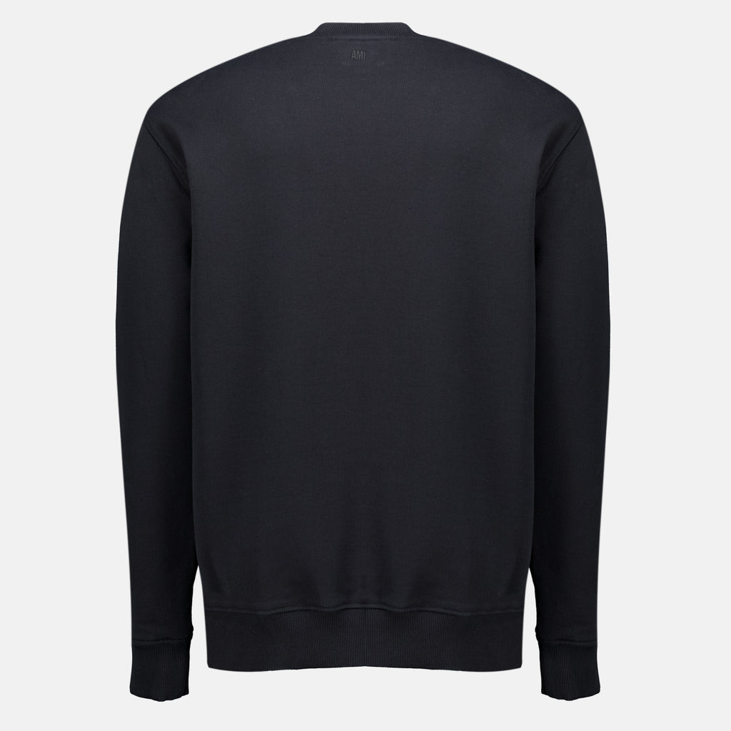 Sweatshirts Sweatshirt AMI de coeur noir en coton Ami PARIS Noir Homme