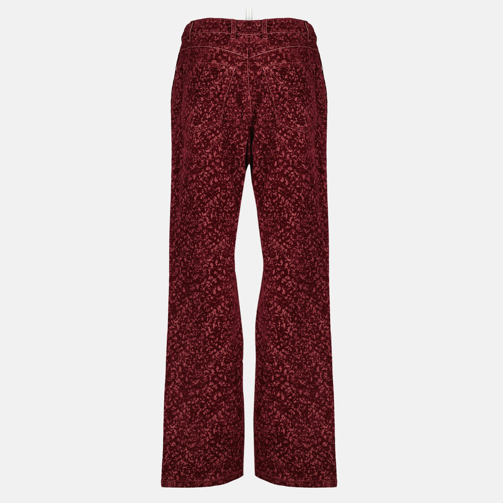 Imagem do jeans vermelho com efeito veludo em algodão da marca Rabanne para Mulheres - Coleção Primavera-Verão 2026 - Vista Traseira