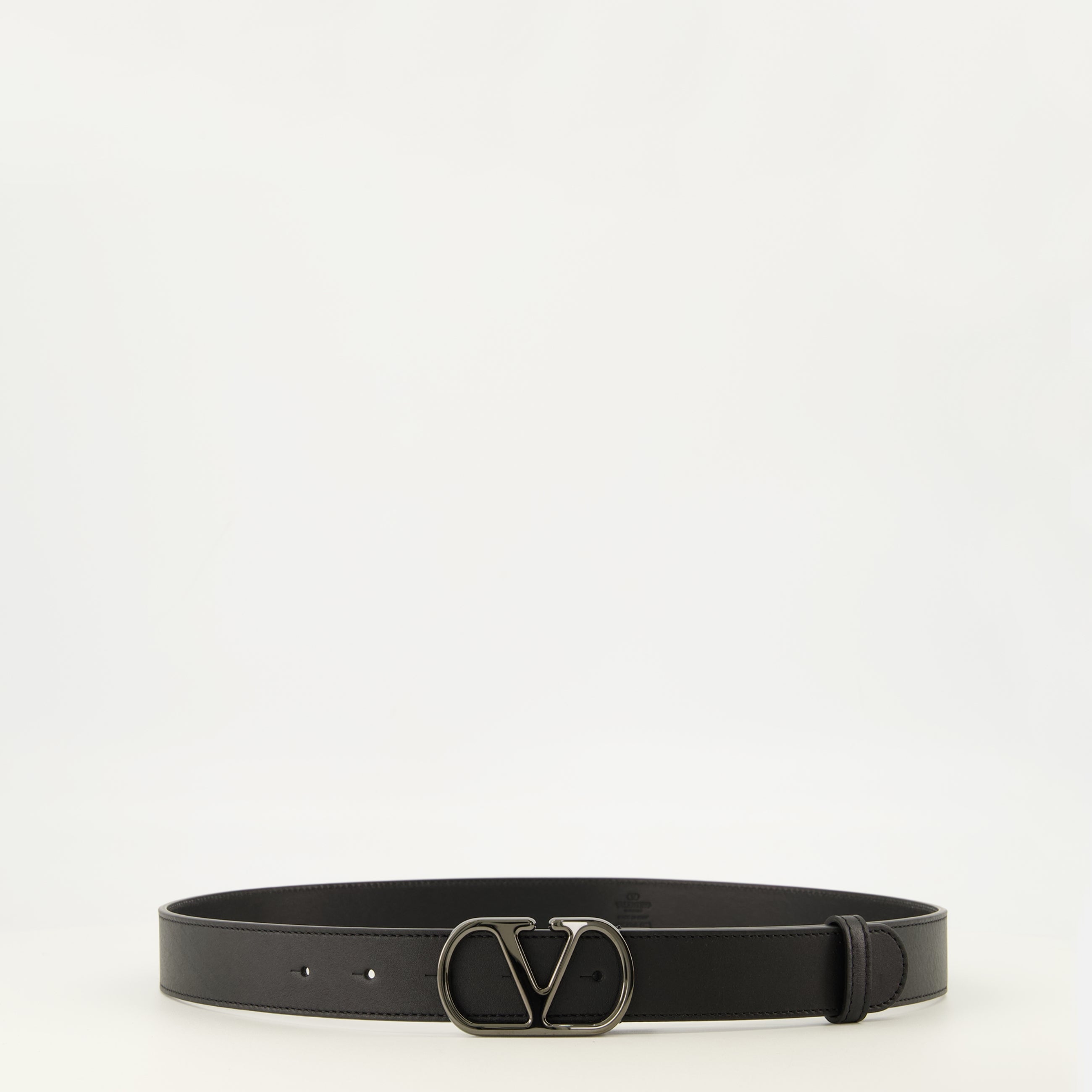 Ceintures 블랙 가죽 VLogo 벨트 Valentino Garavani Noir Homme