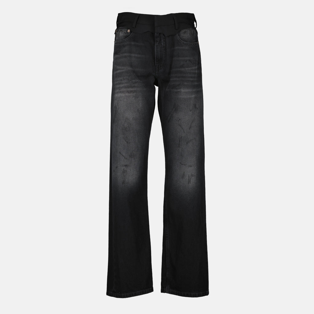 Pantalons 스트레이트 레그 블랙 데님 청바지 Mm6 Noir Femme