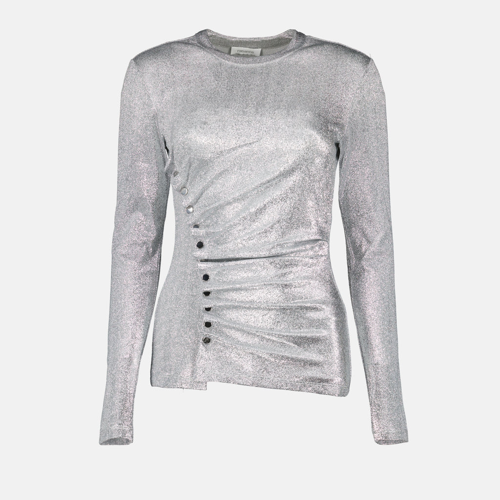 Tops Draped Lurex Top Rabanne Silver Femme