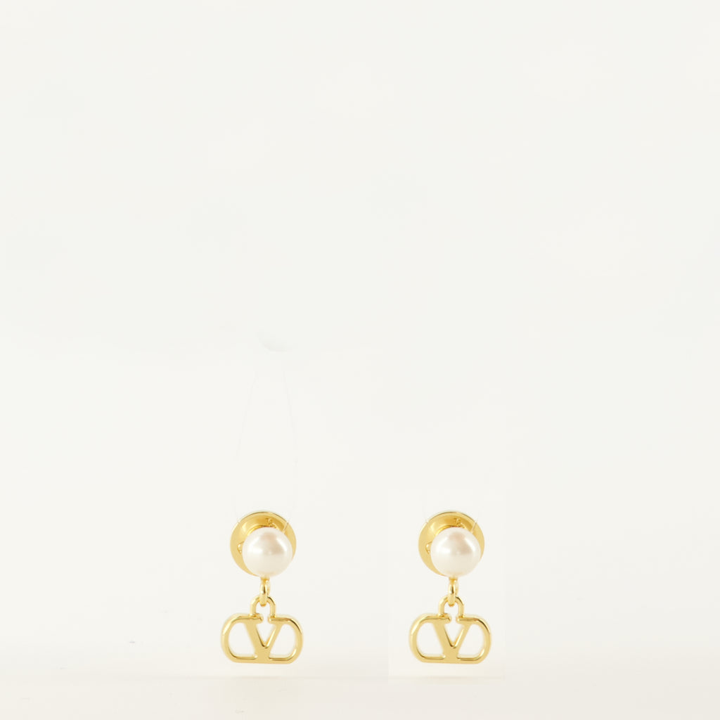Bijoux Boucles d'oreilles VLogo avec perles Valentino Garavani Doré Femme