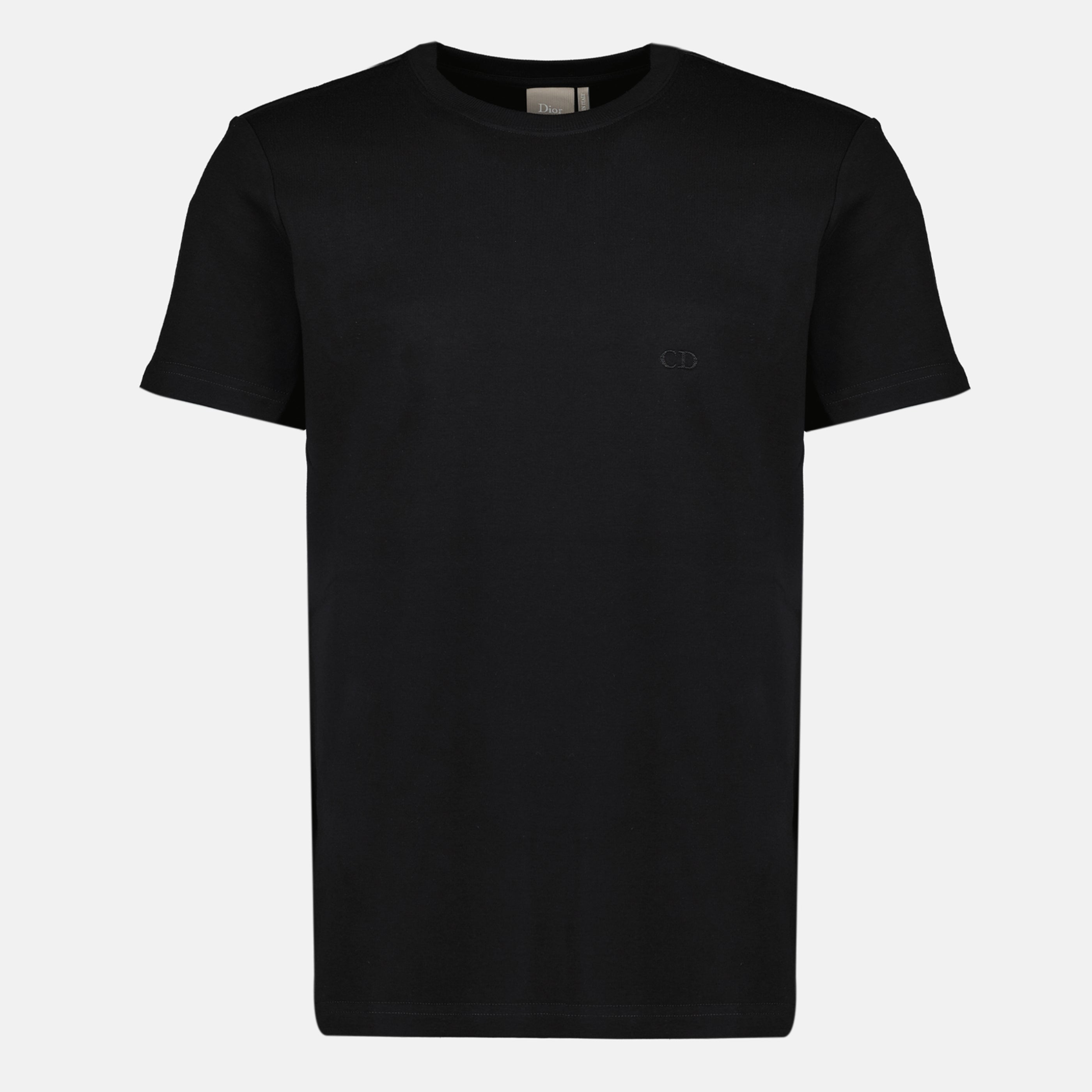 T-shirts Camiseta de algodón negro con bordado CD Dior Noir Homme