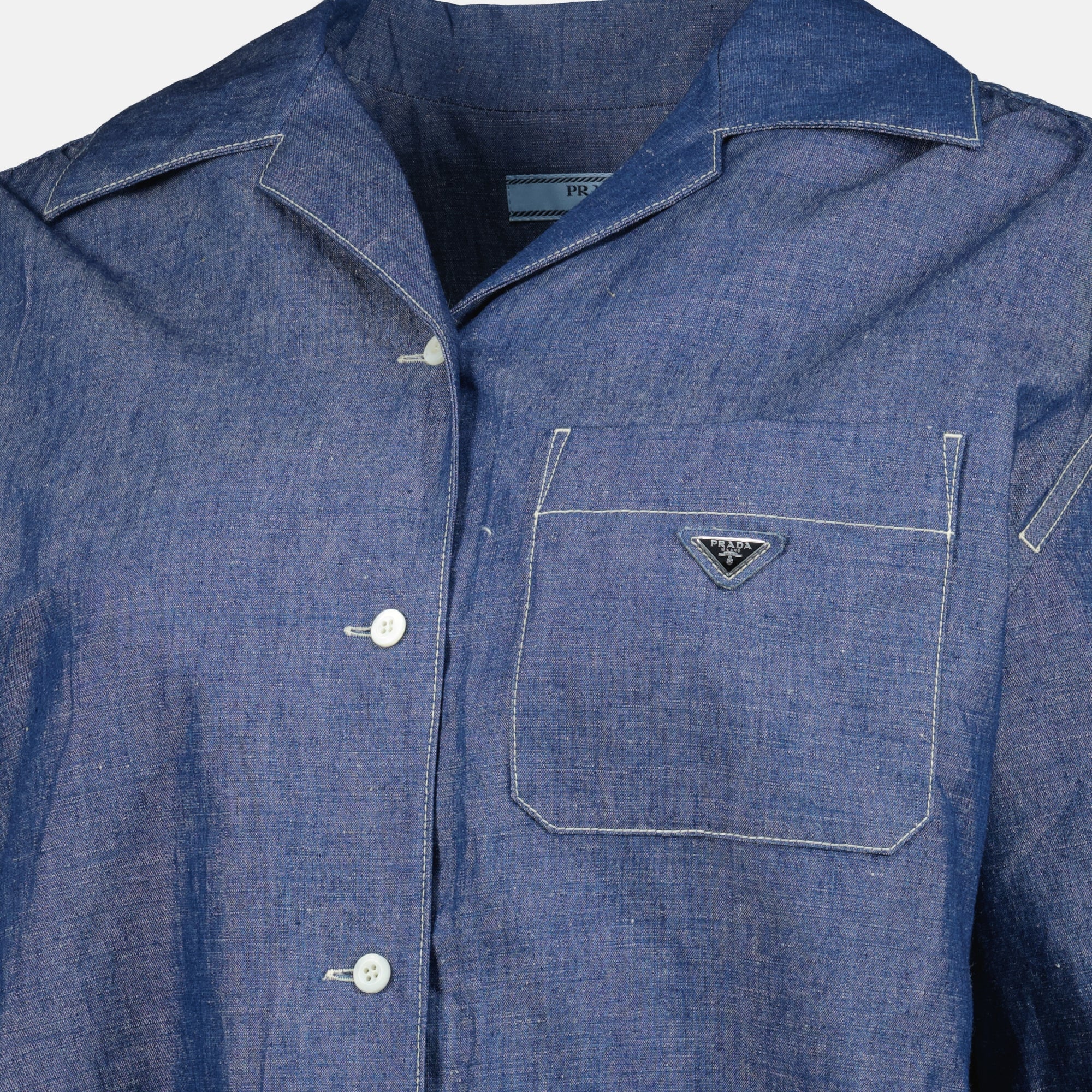 Image of the Prada Women's Blue Denim Jumpsuit - Spring-Summer 2026 - Detailed View_1