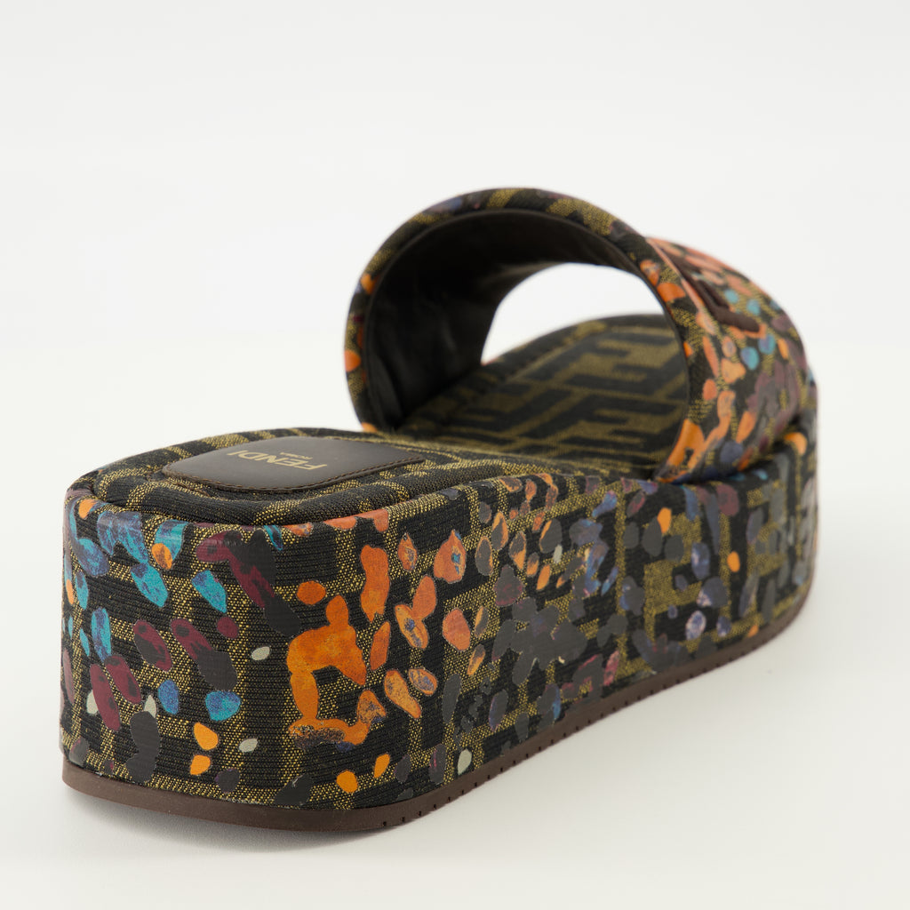 펜디 여성용 FF 플로럴 패턴 웨지 뮬의 이미지 - 2026 봄-여름 시즌 - 상세 보기 3