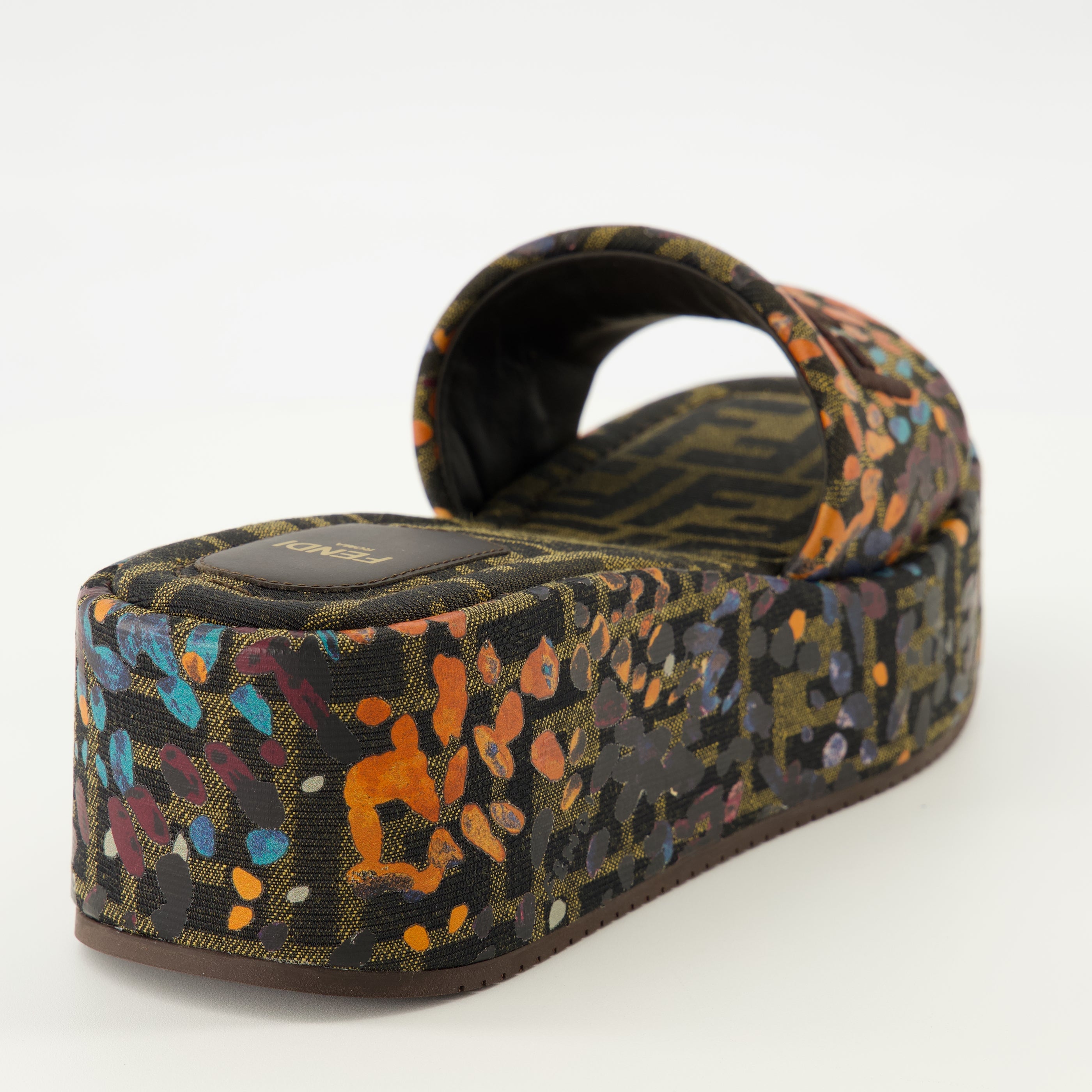 Compensées et plateformes Mules compensées à motif FF floral Fendi Marron Femme