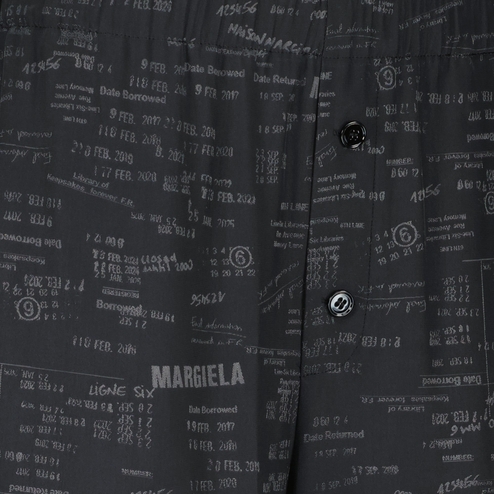 Bild der grauen bedruckten Weitbein-Hose der Marke Mm6 für Frauen - Frühling-Sommer 2026 - Detailansicht_2