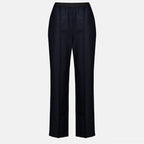 Pantalons 스트레이트 네이비 울 바지 Mm6 Bleu foncé Femme