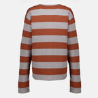 Maille T-shirt en jersey rayé gris et marron Miu Miu Marron Femme