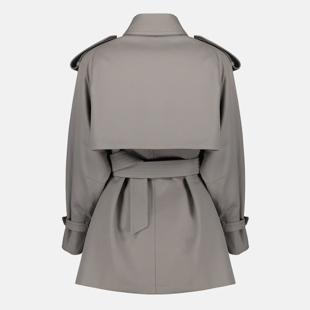 Manteaux Abrigo Trench de Gabardina de Algodón Gris de Longitud Media Max Mara Gris Femme
