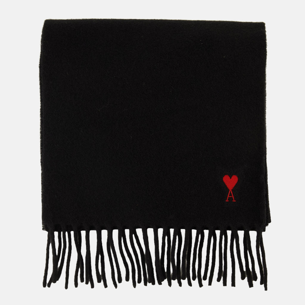 Écharpes, foulards et gants Schwarzer Wollschal Ami PARIS Noir Unisexe