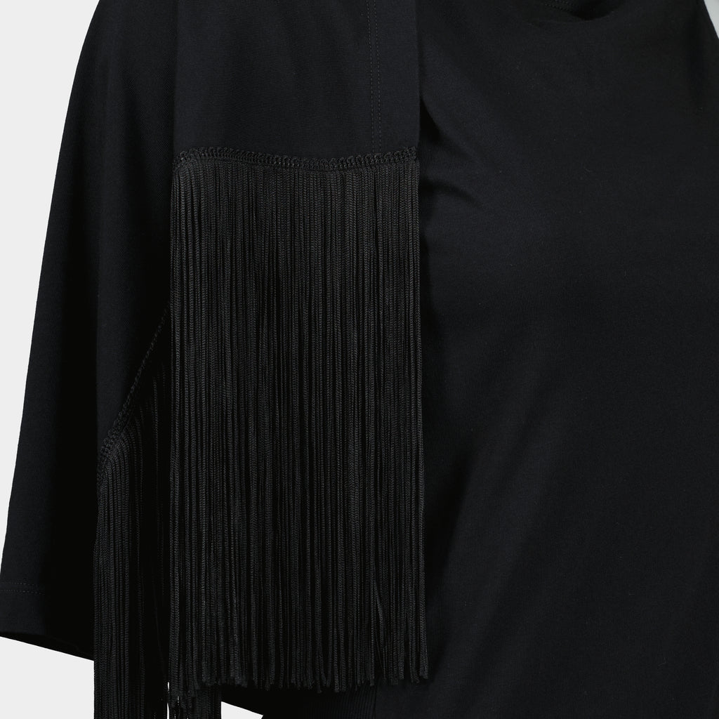 Tops Fringed T-shirt Mm6 Black Femme
