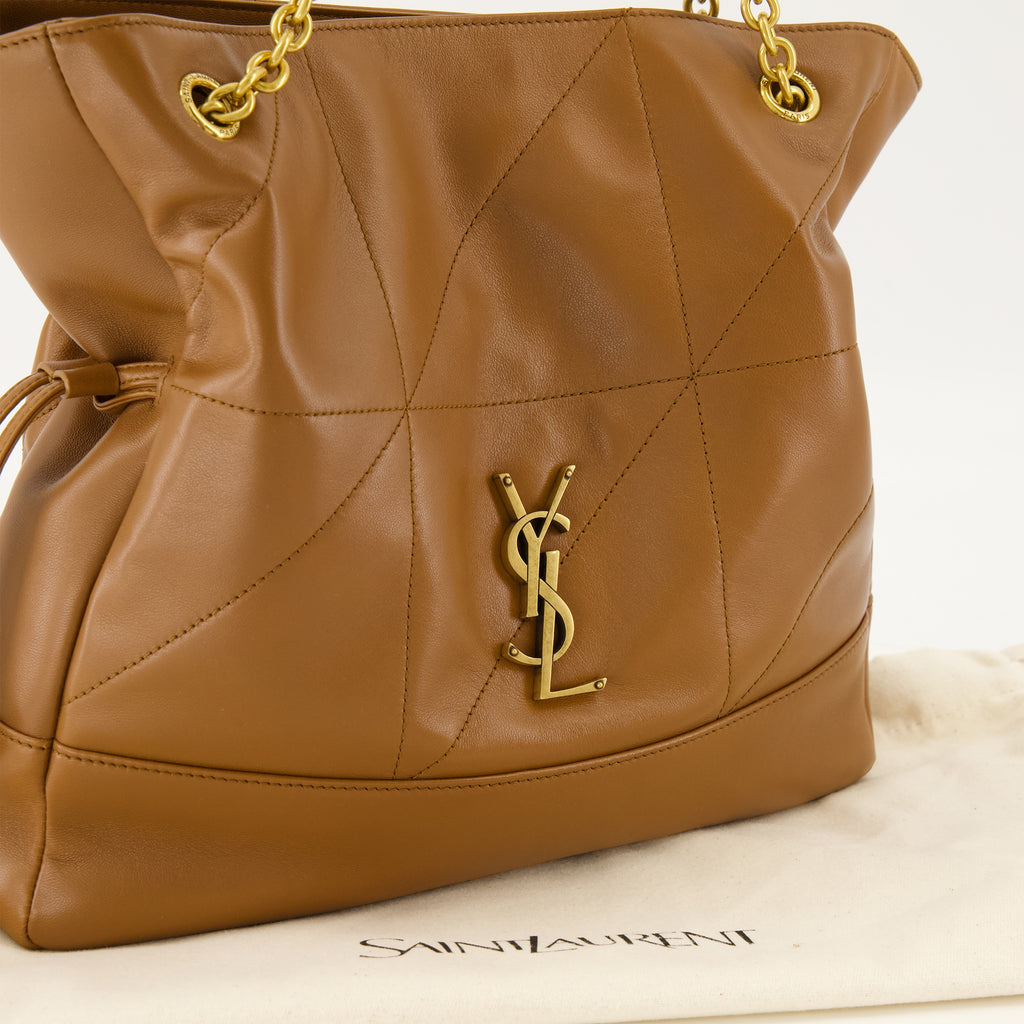 Sacs seau Jamie Braune Leder Einkaufstasche Saint Laurent Marron Femme