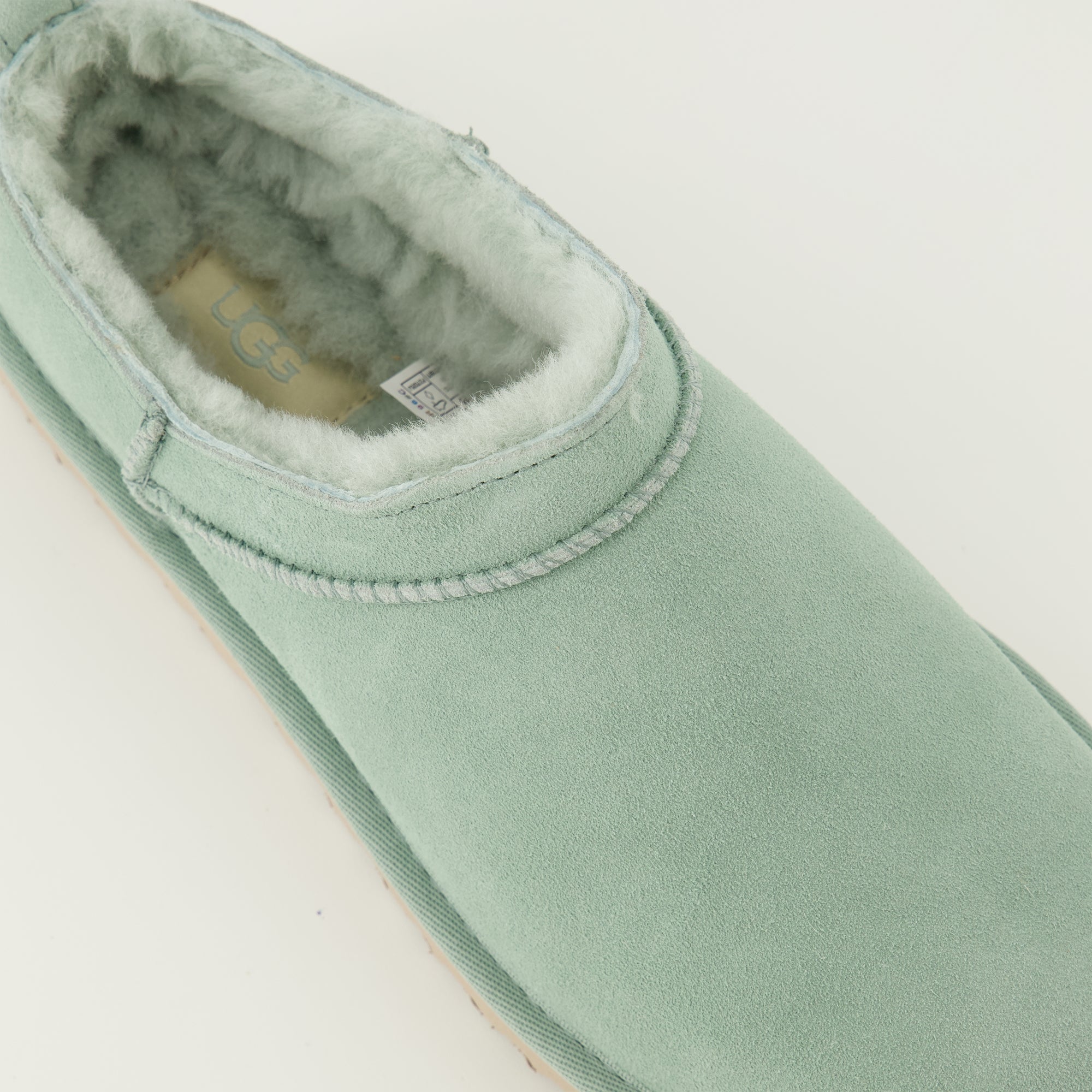 Image of the Ugg Classic Micro green ankle boots for women - Spring-Summer 2026 - Detailed top view