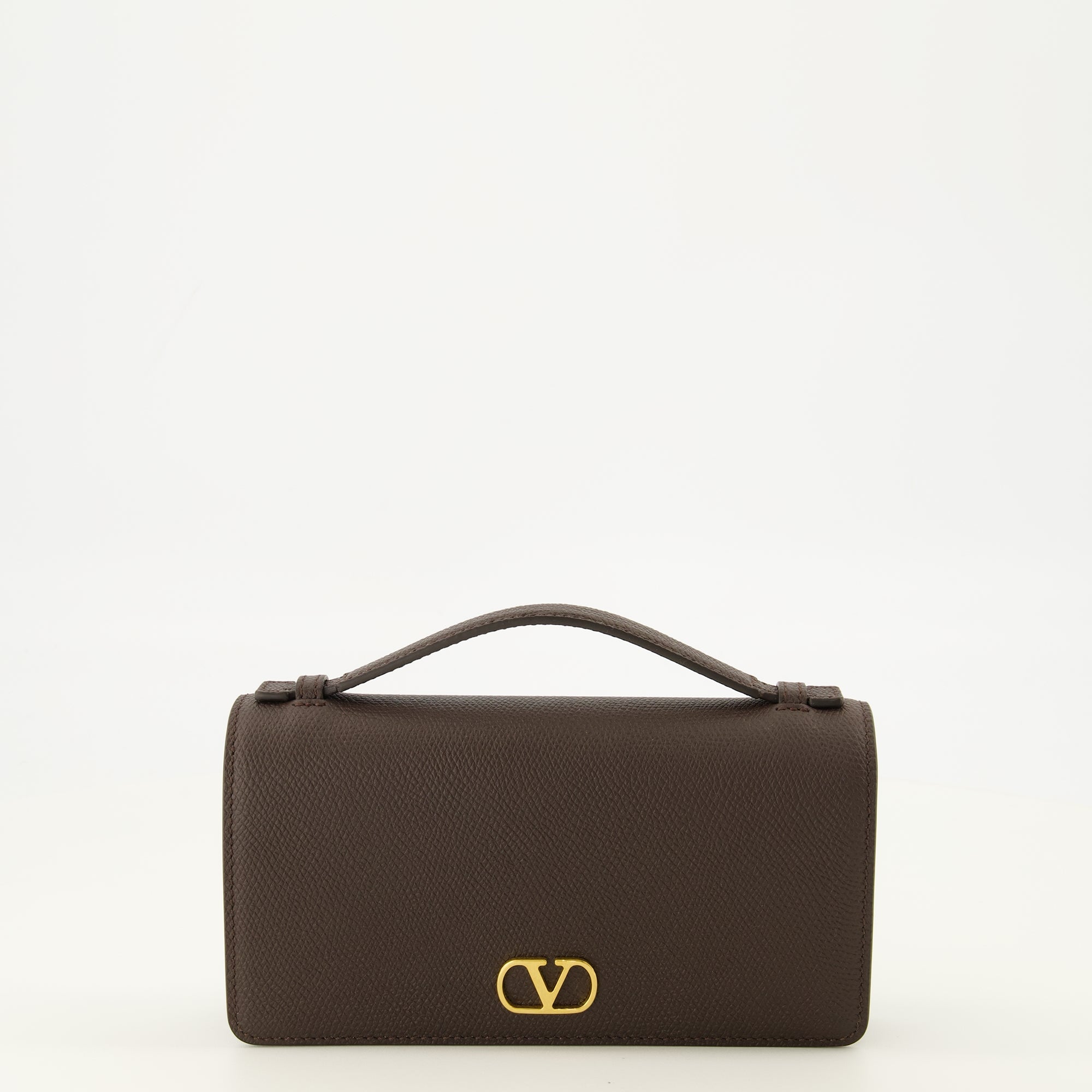 Petite maroquinerie ブラウンレザーのVLogoチェーンウォレット Valentino Garavani Marron Femme