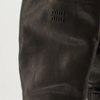 Bottes Botas de Pele Nappa Preta com Elasticidade Miu Miu Noir Femme