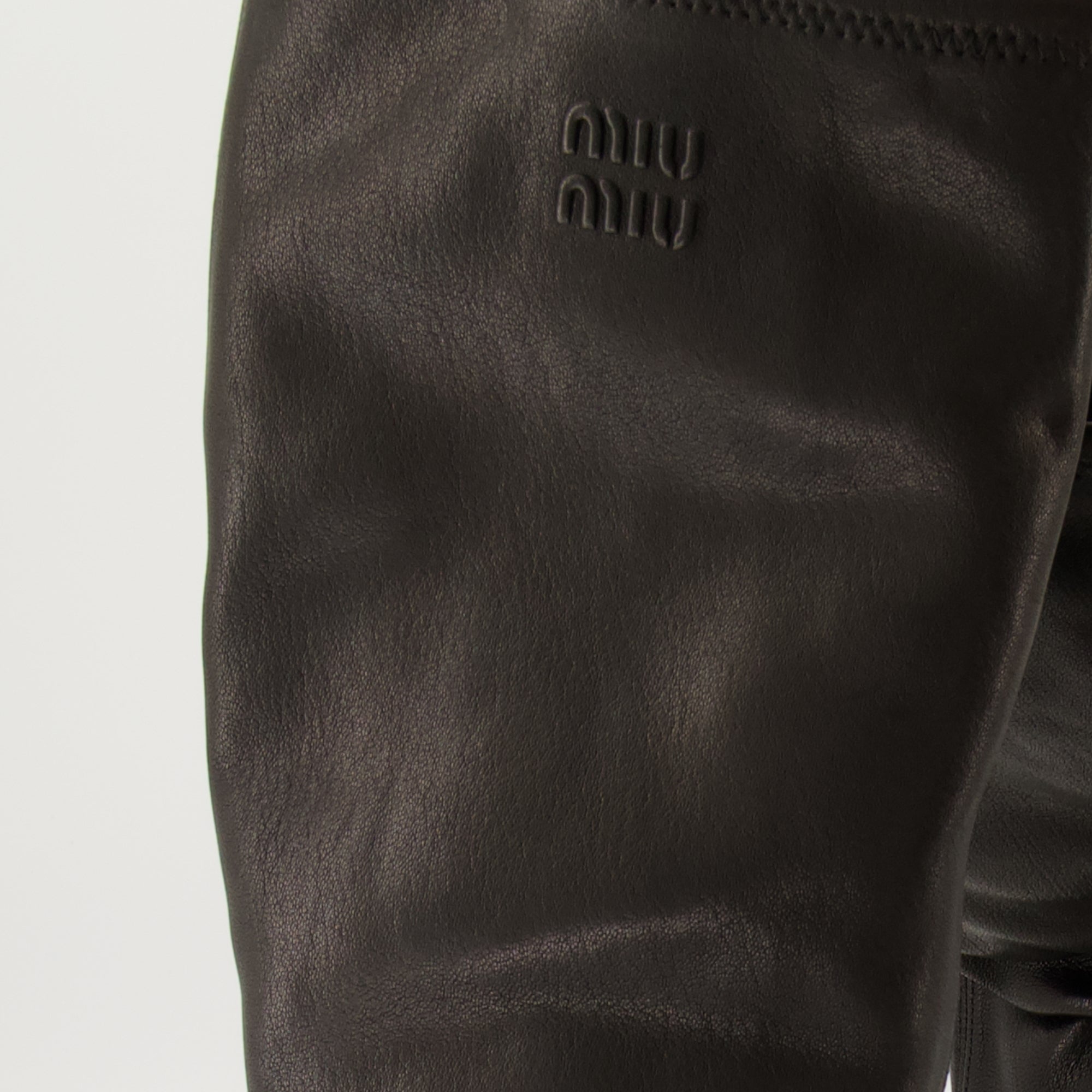 Bottes Botas de Cuero Nappa Negro Elásticas Miu Miu Noir Femme