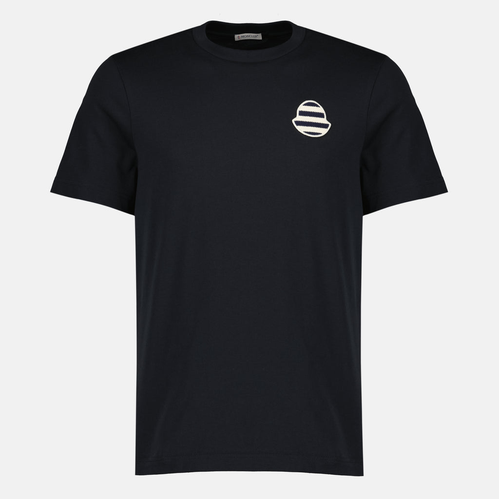 T-shirts 네이비 스트라이프 로고 코튼 티셔츠 Moncler Bleu foncé Homme