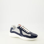 Image of the article Prada America's Cup navy blue sneakers for men - Spring-Summer 2026 - Three-quarter front right view