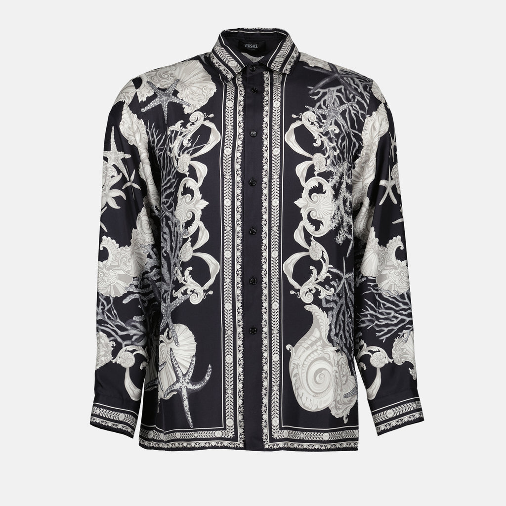 Chemises Chemise Barocco en soie Versace Noir Homme