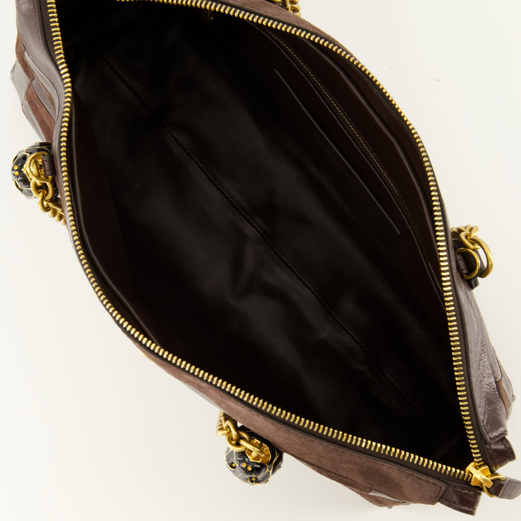Sacs à main et épaule Mittlere Panthea Tasche aus braunem Leder Valentino Garavani Marron Femme