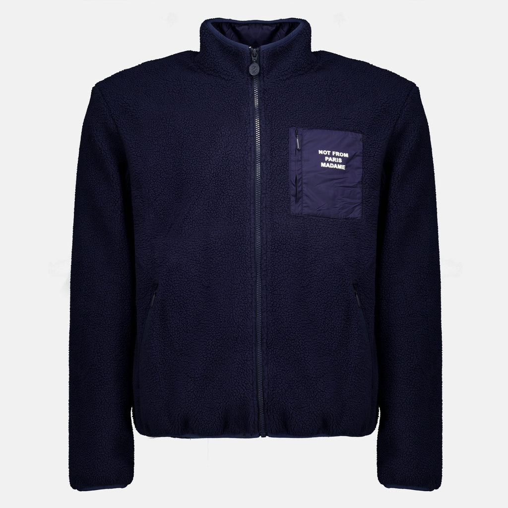 Vestes Sherpa Slogan Zippered Jacket Drole De Monsieur Bleu foncé Homme