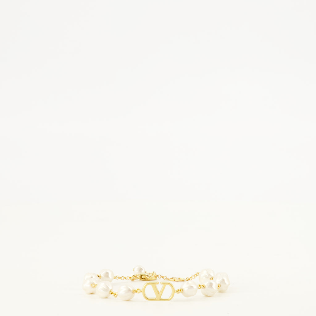 Bijoux Bracelet VLogo avec perles Valentino Garavani Doré Femme