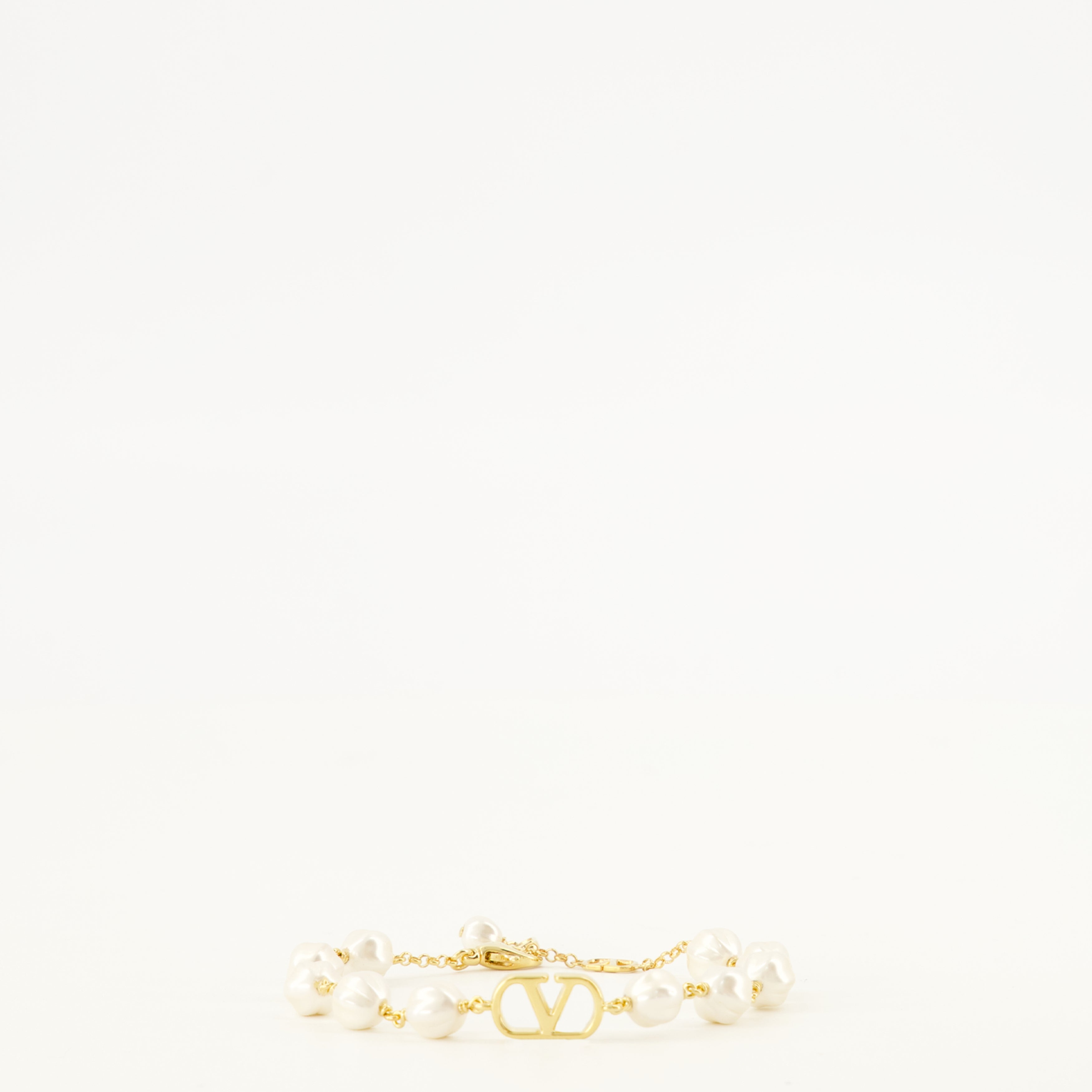 Bijoux Bracelet VLogo avec perles Valentino Garavani Doré Femme