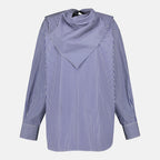 Imagem da Blusa às Riscas Azul Marinho da marca Ami PARIS para Unisex - Temporada Outono-Inverno 2025 - Vista Frontal
