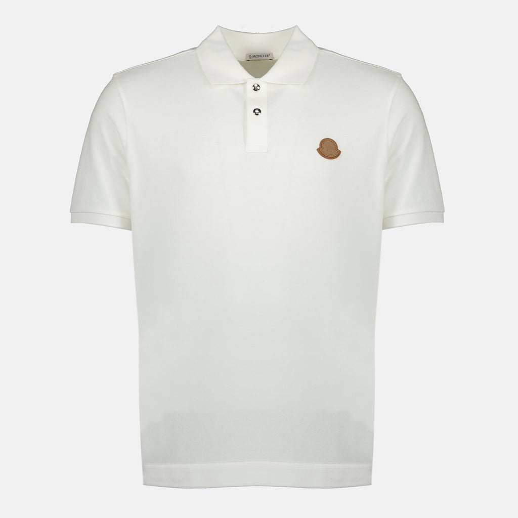 モンクレールの男性用ホワイトコットンピケポロシャツの画像 - 2026年春夏 - 正面ビュー
