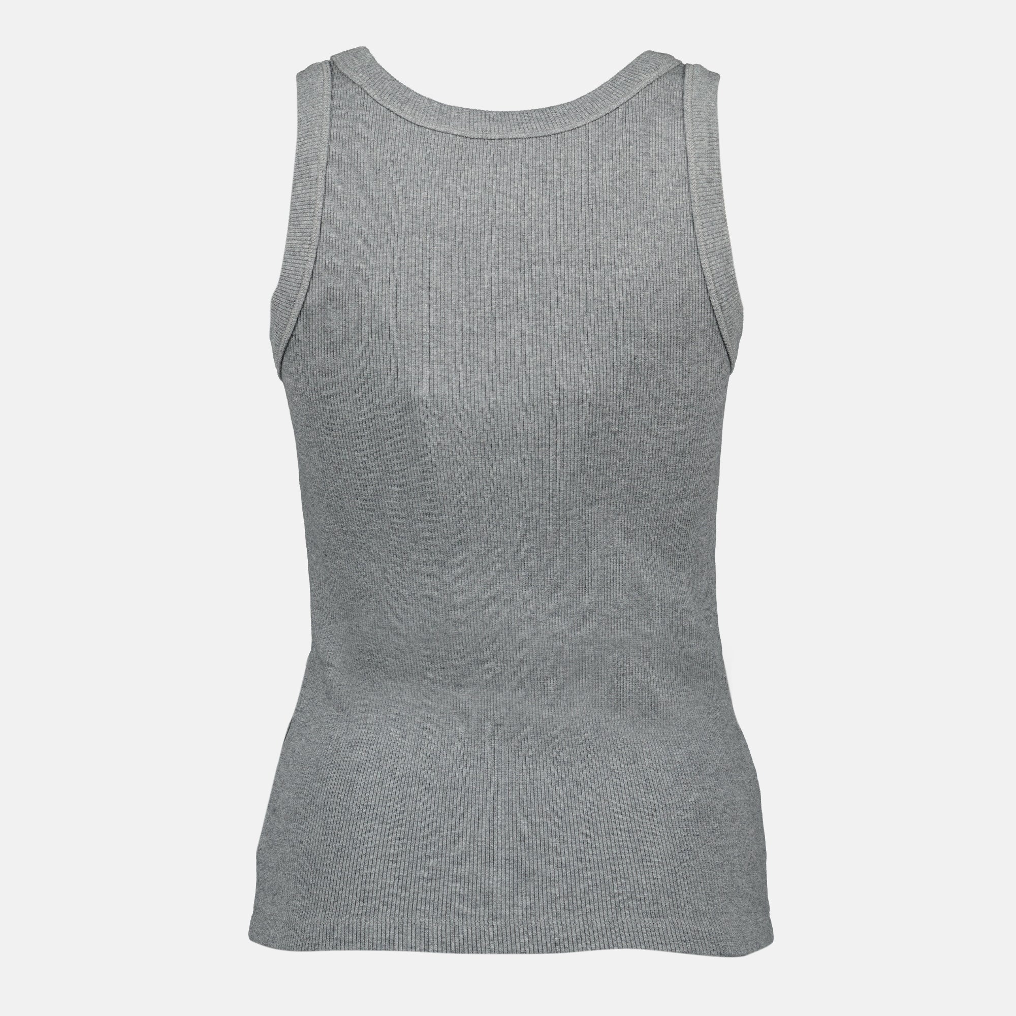 Bild des grauen gerippten Tanktops von Miu Miu für Frauen - Frühjahr/Sommer 2026 - Rückansicht