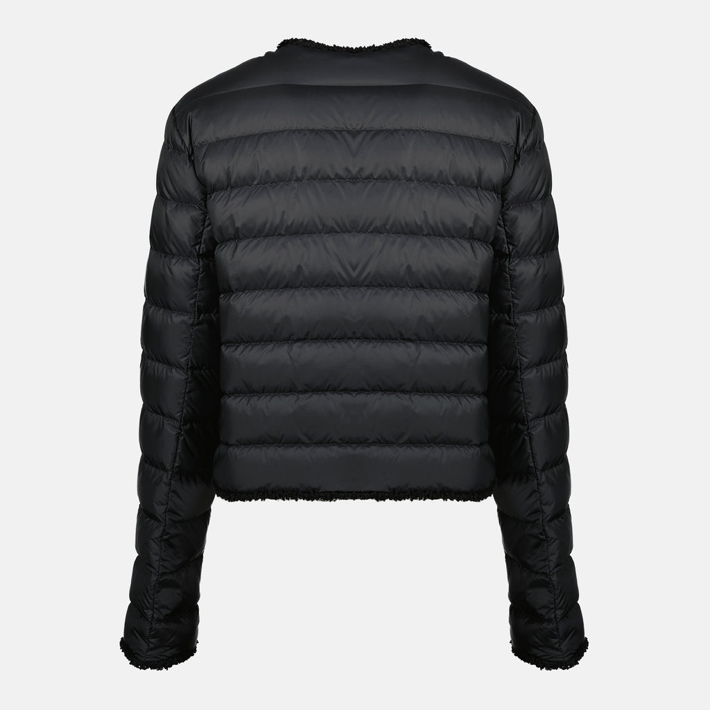 Imagem do artigo Casaco curto de penas preto com flores da marca Moncler para senhora - Temporada Primavera-Verão 2026 - Vista Traseira