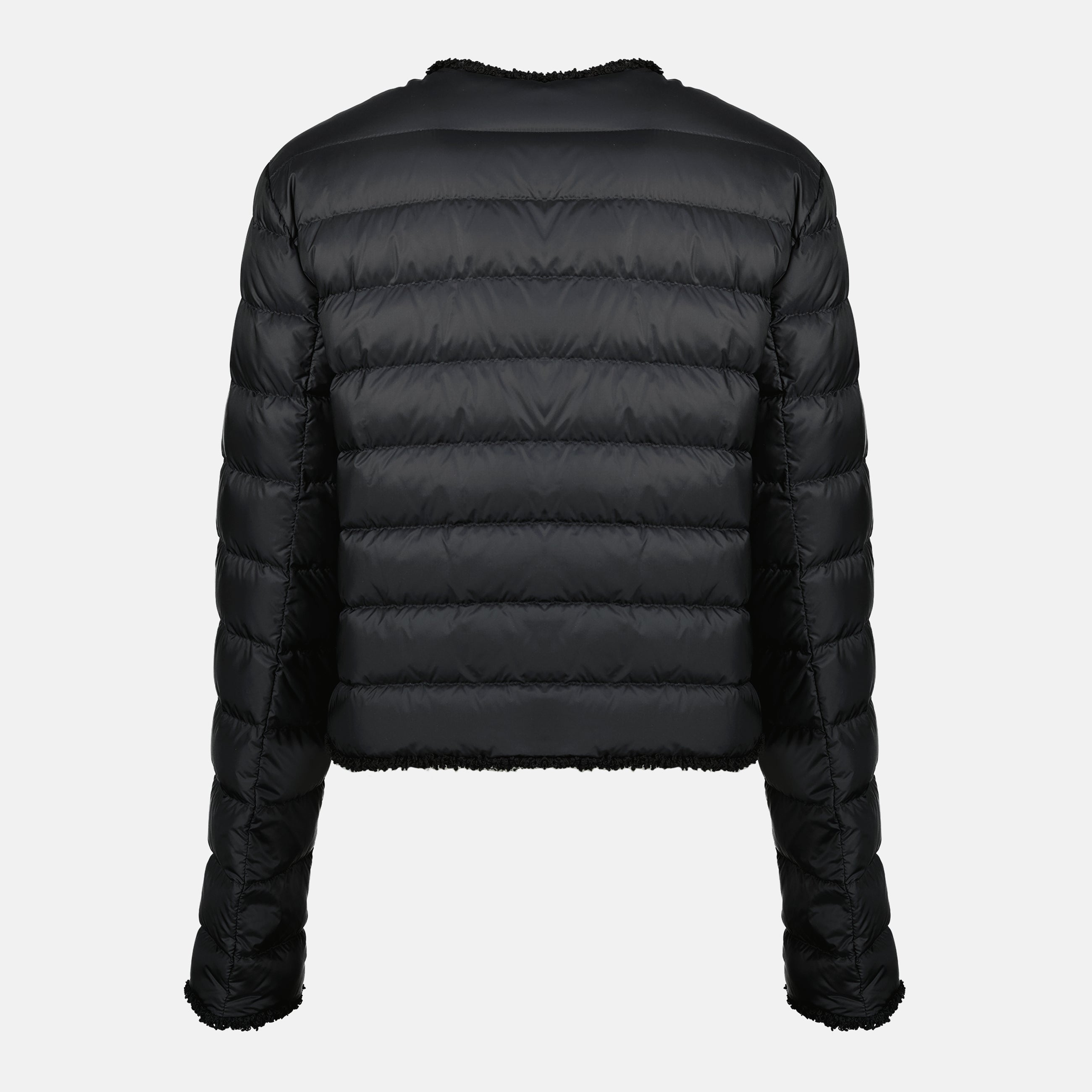 Image of the Moncler Women's Short Floral Black Down Jacket - Spring-Summer 2026 - Back View