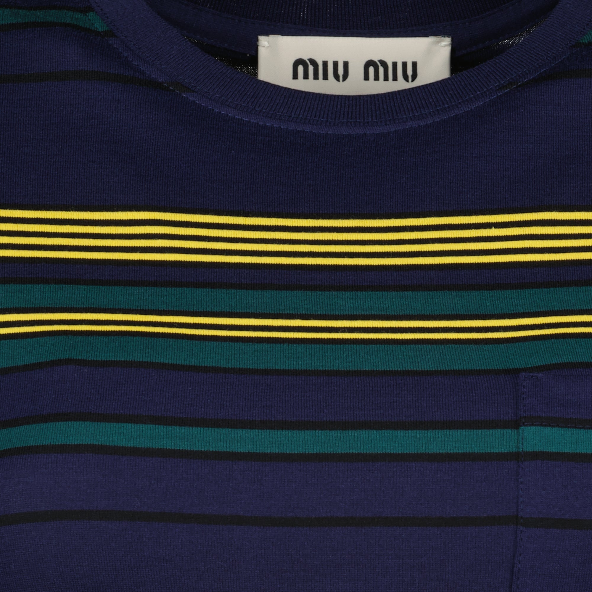 Maille ストライプコットンTシャツ Miu Miu Bleu foncé Femme