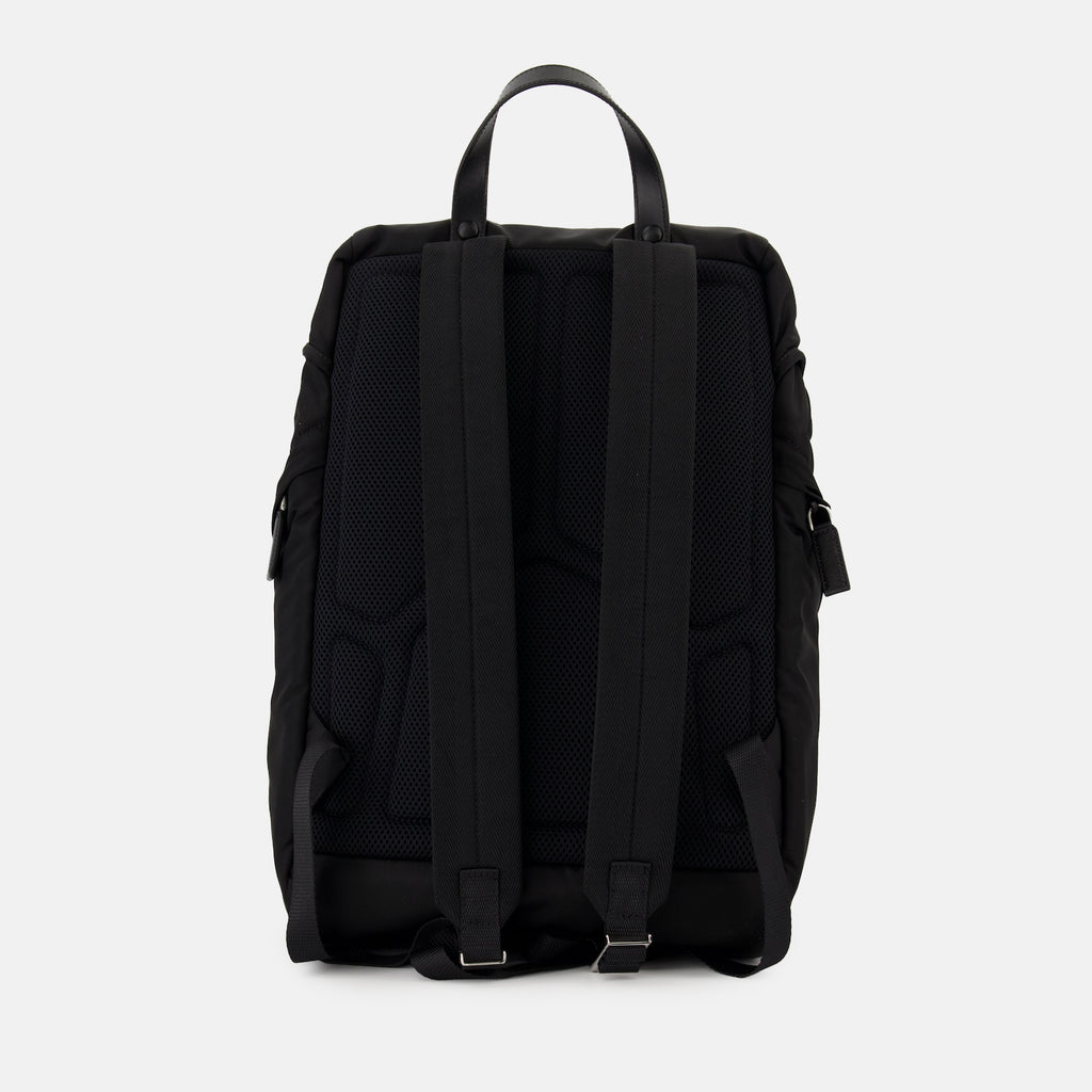 Backpacks Sac à dos en cuir Saffiano et Re-Nylon Prada Black Homme