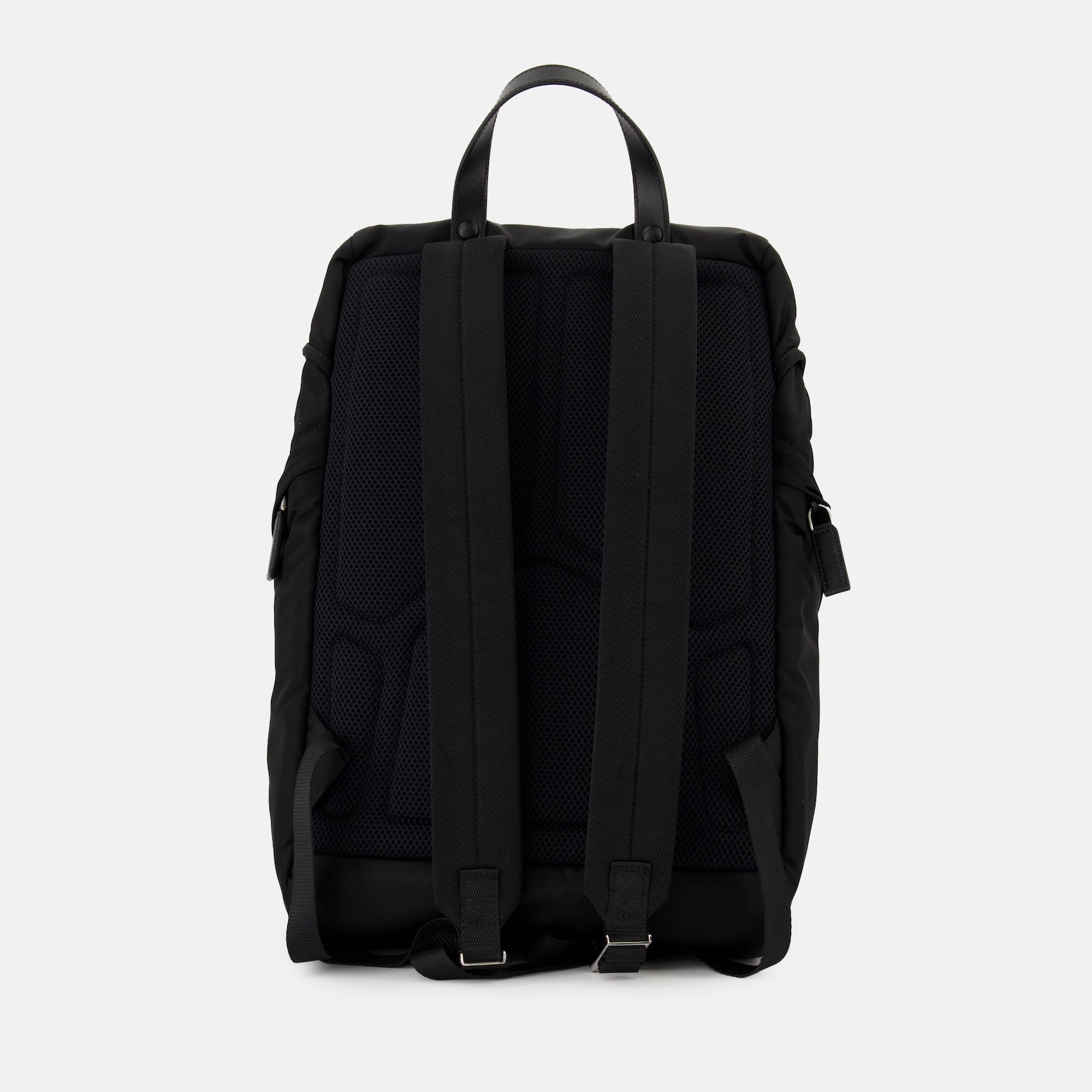 Backpacks Sac à dos en cuir Saffiano et Re-Nylon Prada Black Homme