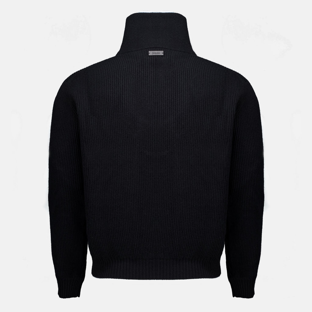 Maille Schwarzer Wollpullover mit 1/4-Reißverschluss Saint Laurent Noir Homme