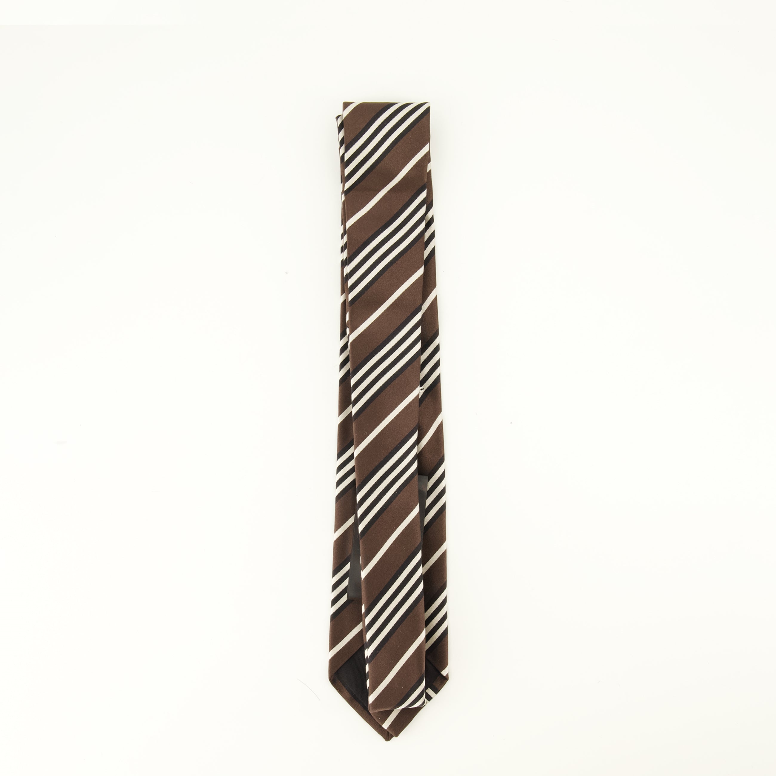 Écharpes, foulards et gants 브라운 스트라이프 실크 넥타이 Saint Laurent Marron Homme