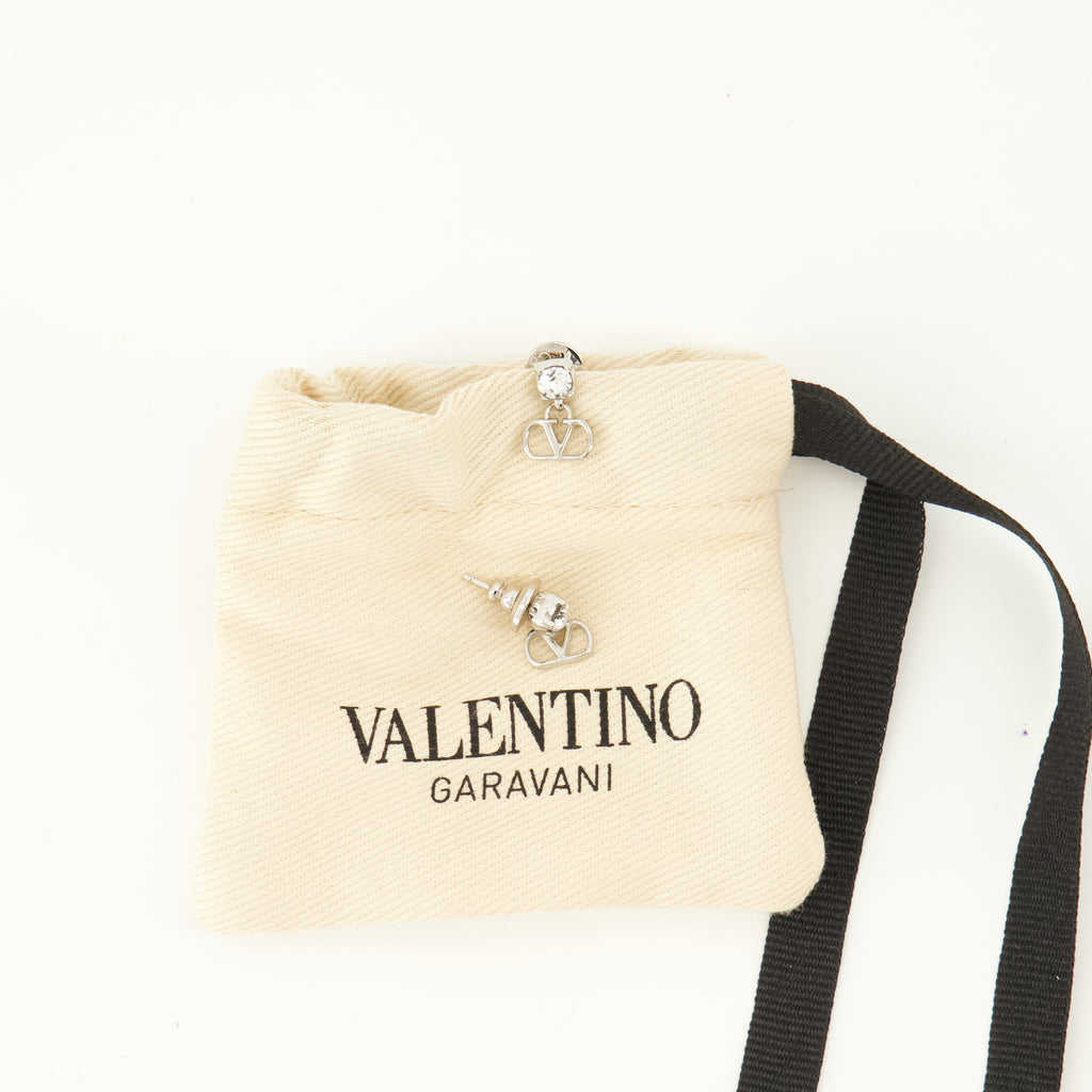 Bijoux Orecchini VLogo in Metallo e Cristalli Swarovski® in Argento Valentino Garavani Argenté Femme